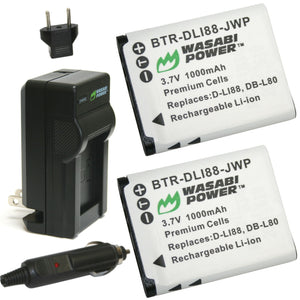 Pentax D-LI88, D-L188 Battery (2-Pack) and Charger by Wasabi Power