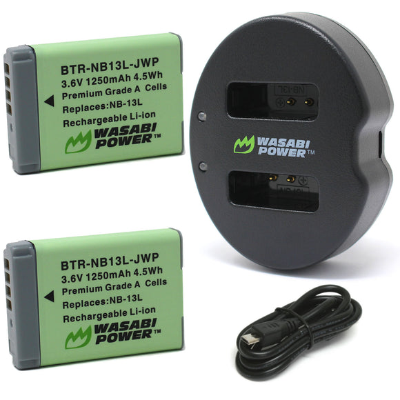 Canon NB-13L Battery (2-Pack) and Dual Charger by Wasabi Power