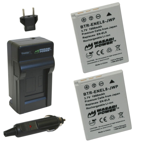 Nikon EN-EL8 Battery (2-Pack) and Charger by Wasabi Power