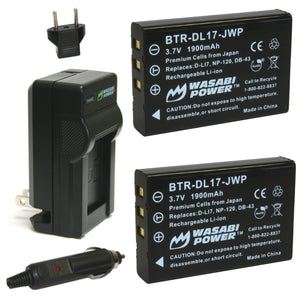Pentax D-LI7, D-L17 Battery (2-Pack) and Charger by Wasabi Power