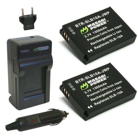 Samsung SLB-10A Battery (2-Pack) and Charger by Wasabi Power