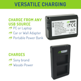 Sony NP-FW50 Battery (2-Pack) and Micro USB Dual Charger by Wasabi Power