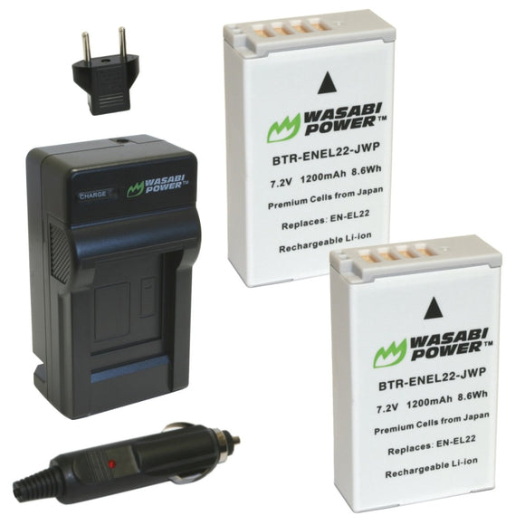 Nikon EN-EL22, MH-29 Battery (2-Pack) and Charger by Wasabi Power