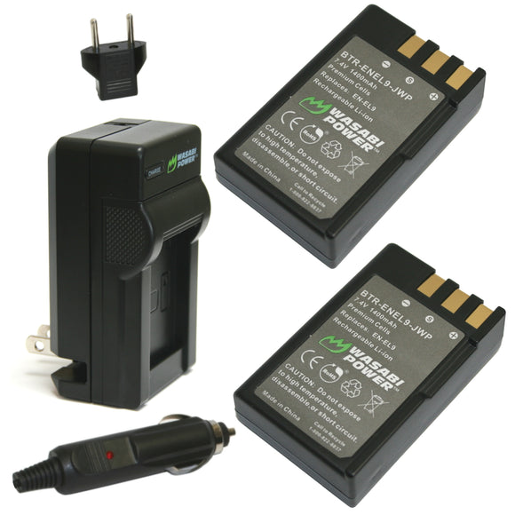 Nikon EN-EL9 Battery (2-Pack) and Charger by Wasabi Power