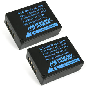 Fujifilm NP-W126, NP-W126S Battery (2-Pack) by Wasabi Power
