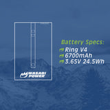 Battery for Ring V4 (2-Pack) by Wasabi Power