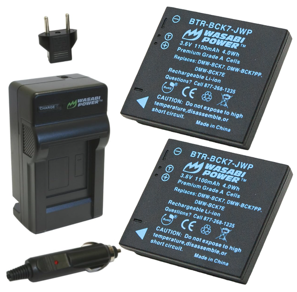 Panasonic DMW-BCK7, NCA-YN101G Battery (2-Pack) and Charger by Wasabi Power
