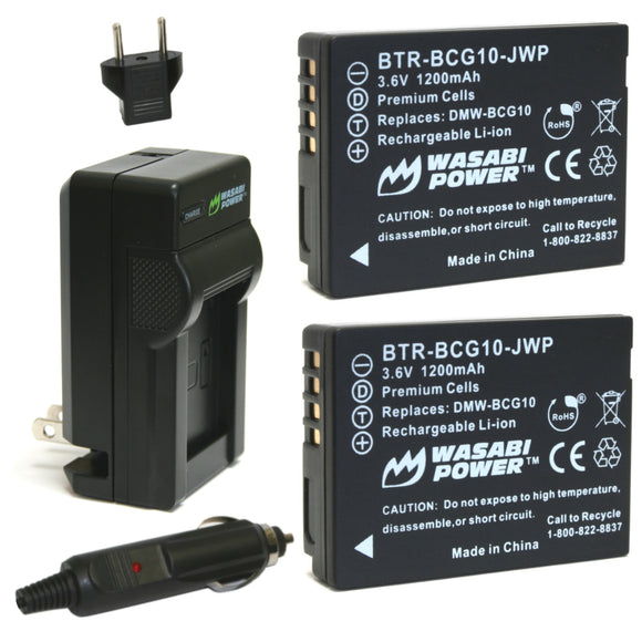 Panasonic DMW-BCG10 Battery (2-Pack) and Charger by Wasabi Power