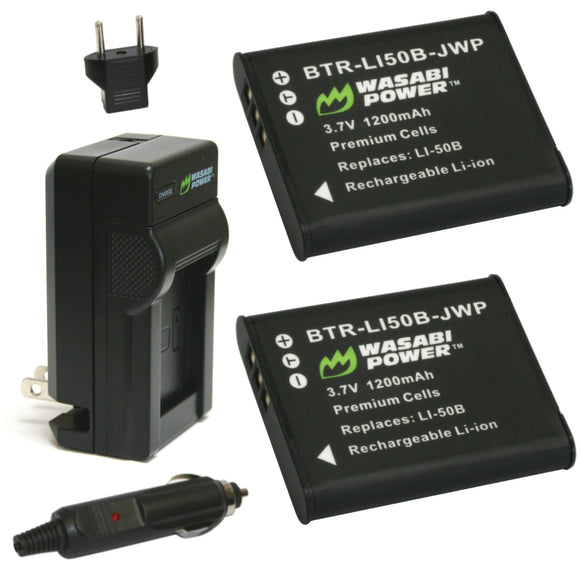 Olympus LI-50B Battery (2-Pack) and Charger by Wasabi Power