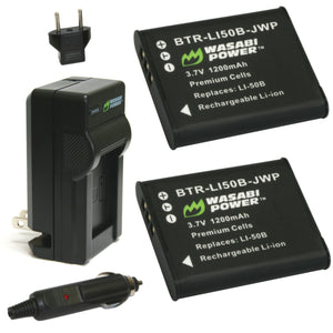 Kodak LB-050, LB-052 Battery (2-Pack) and Charger by Wasabi Power
