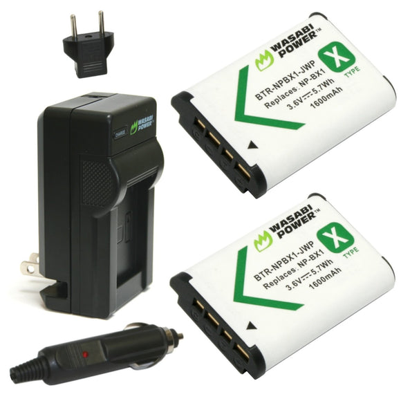 Sony NP-BX1, NP-BX1/M8 Battery (2-Pack) and Charger by Wasabi Power