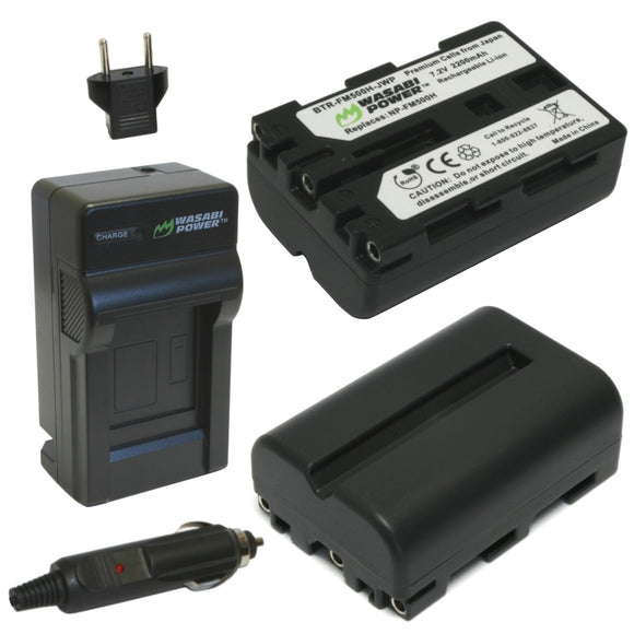 Sony NP-FM500H Battery (2-Pack) and Charger by Wasabi Power