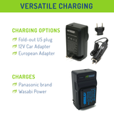 Panasonic DMW-BLE9, DMW-BLG10 Battery (2-Pack) and Charger by Wasabi Power