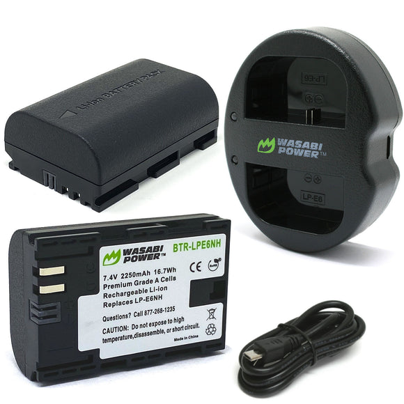 Canon LP-E6NH Battery (2-Pack) and Dual Charger by Wasabi Power