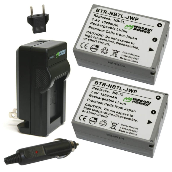 Canon NB-7L Battery (2-Pack) and Charger by Wasabi Power
