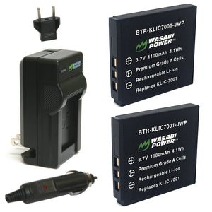 Kodak KLIC-7001 Battery (2-Pack) and Charger by Wasabi Power