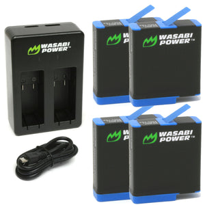 GoPro HERO8 Battery (4-Pack) and Dual Charger Compatible with HERO7 Black, HERO6, HERO5 by Wasabi Power
