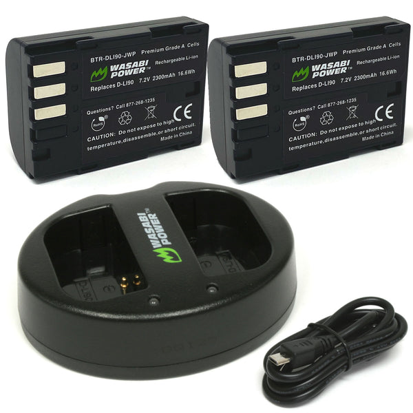 デイリーPD Pentax D-LI90 Battery (2-Pack) and Dual Charger by Wasabi Power