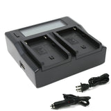 Sony NP-F550, NP-F750, NP-F960, NP-FM50, NP-QM91D (L Series, M Series) Dual LCD Charger by Wasabi Power