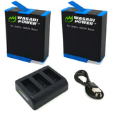 GoPro HERO12, HERO11, HERO10, HERO9 Black Battery (2-Pack) and Triple Charger by Wasabi Power