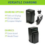 Canon LP-E6, LP-E6N Battery (2-Pack) and Charger by Wasabi Power