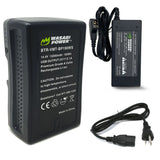 V-Mount Battery (14.4V, 13200mAh, 195Wh) and V-Mount Battery Charger with D-Tap by Wasabi Power