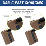 Sony NP-FW50 Battery with USB-C Fast Charging by Wasabi Power