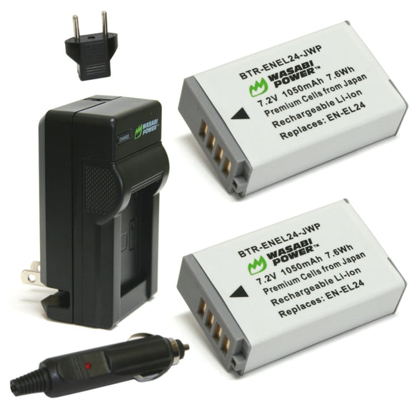 Nikon EN-EL24 Battery (2-Pack) and Charger by Wasabi Power