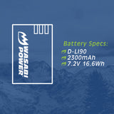 Pentax D-LI90, D-L190 Battery (2-Pack) by Wasabi Power