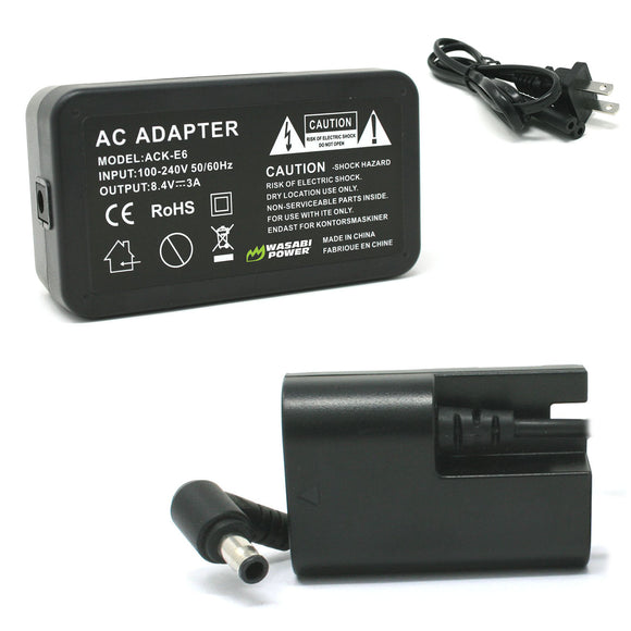 Canon LP-E6 AC Power Adapter Kit (Fully Decoded) with DC Coupler for Canon ACK-E6, DR-E6, AC-E6N by Wasabi Power