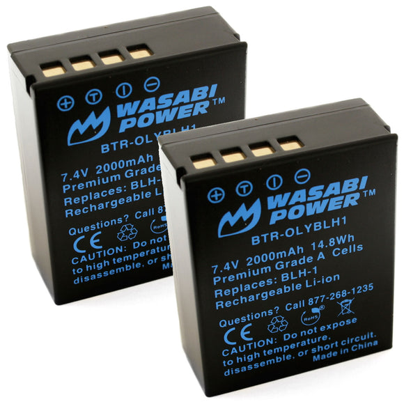 Olympus BLH-1 Battery (Fully Decoded, 2-Pack) by Wasabi Power