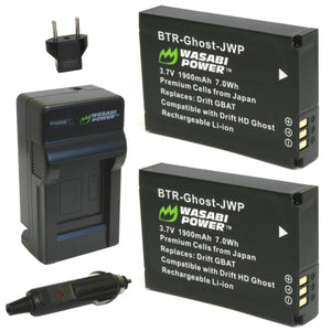 Drift GBAT and Drift HD Ghost, Ghost-S Battery (2-Pack) and Charger by Wasabi Power