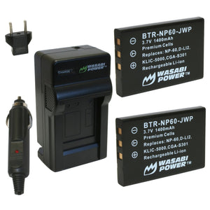 Hewlett Packard NP-60, A1812A, L1812A, L1812B Battery (2-Pack) and Charger by Wasabi Power