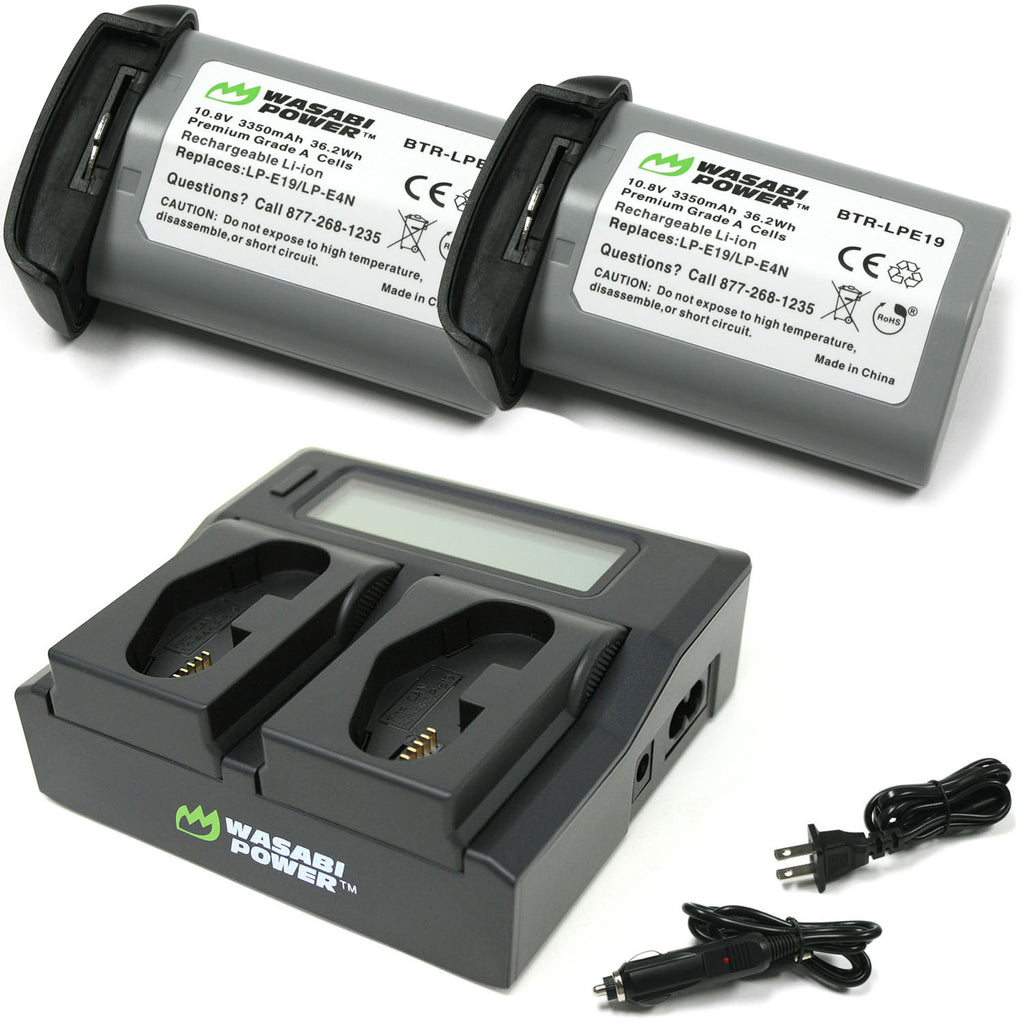 Canon LP-E19 Battery (2-Pack) and Dual Charger by Wasabi Power