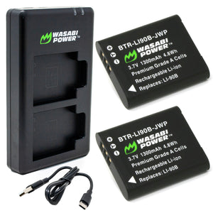Ricoh DB-110 Battery (2-Pack) and USB-C Dual Charger by Wasabi Power
