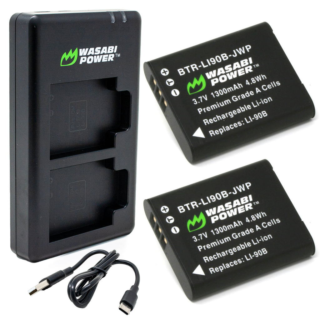 DSTE LI-90B/LI-92B (2 Pezzi) + Caricatore USB Doppio Con Display LCD Per Olympus TG-1, TG-2, TG-3, TG-5, TG-6, SH-50, SP-100