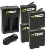 GoPro HERO7 Black, HERO6, HERO5 Battery (4-Pack) and Dual Charger by Wasabi Power