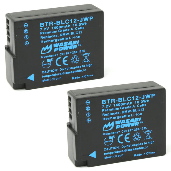 Panasonic DMW-BLC12 Battery (2-Pack, Fully Decoded) by Wasabi Power