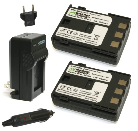 Canon NB-2L, NB-2LH, BP-2L5, BP-2LH Battery (2-Pack) and Charger by Wasabi Power