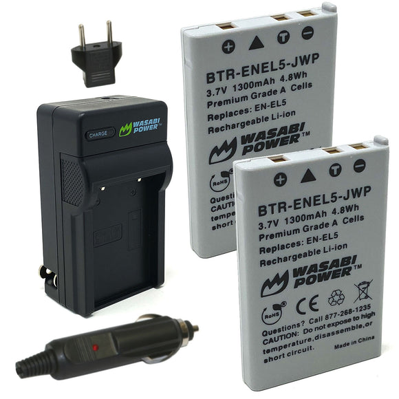 Nikon EN-EL5 Battery (2-Pack) and Charger by Wasabi Power