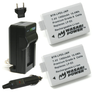 Canon LP-E5 Battery (2-Pack) and Charger by Wasabi Power