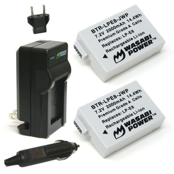 Canon LP-E8 Battery (2-Pack) and Charger by Wasabi Power