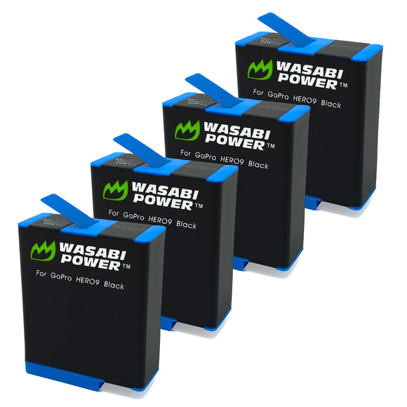 GoPro HERO12 Black, HERO11 Black, HERO10 Black, HERO9 Black Battery (4-Pack) by Wasabi Power